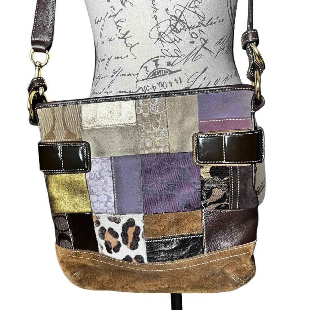 Coach Limited Edition Patchwork Purple Brown Shou… - image 6